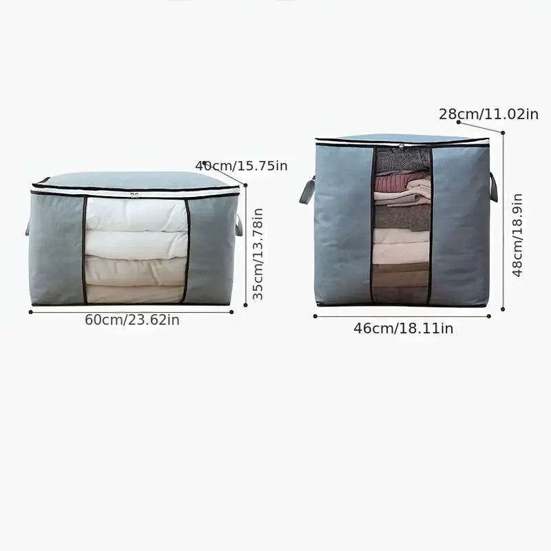 2-Pack: Large Storage Bag Organizer with Reinforced Handle, Clear Window & Sturdy Zippers Closet & Storage - DailySale