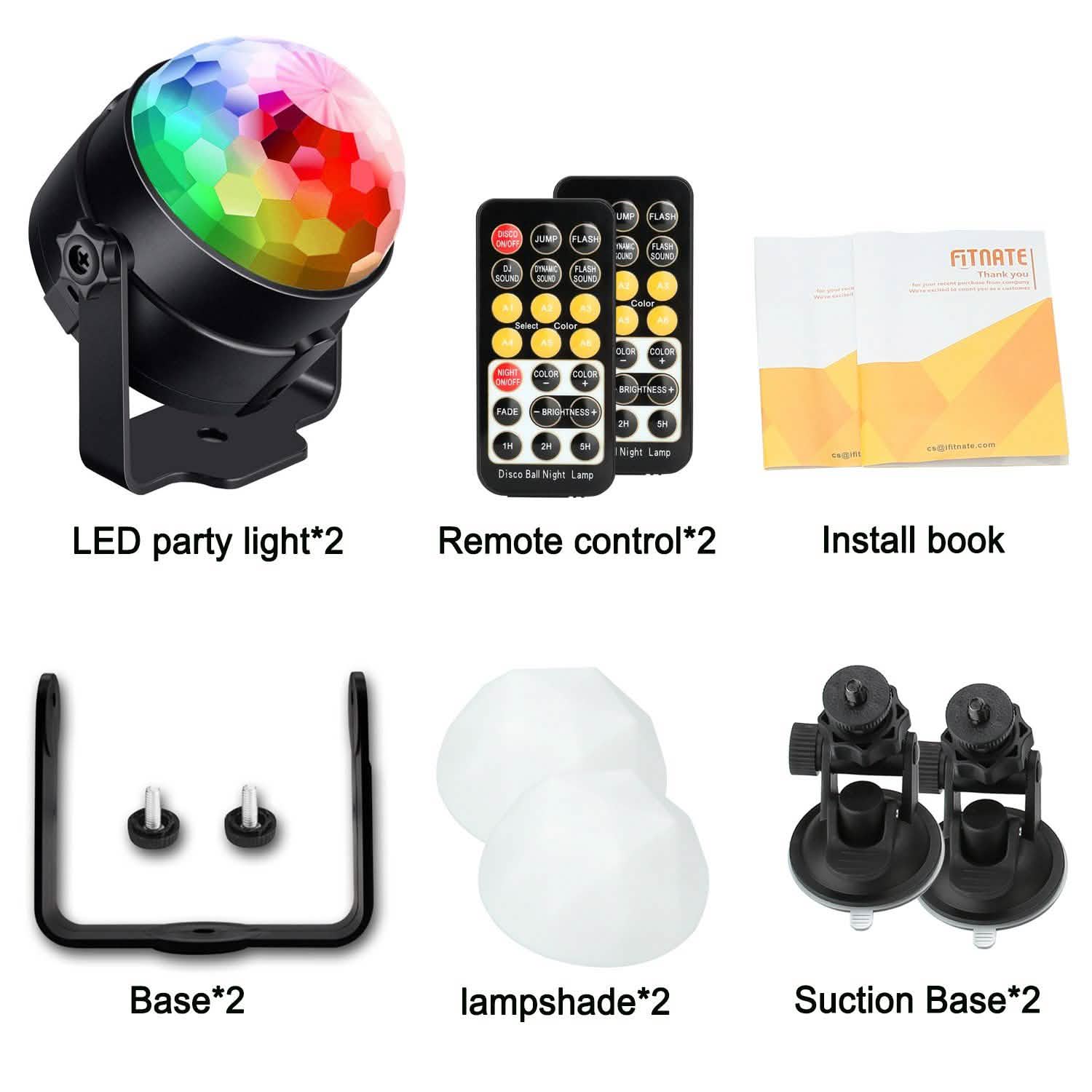 2-Pack: LED Disco Light Sound Activated Party Lights with Remote Control Dj Lighting Lighting & Decor - DailySale