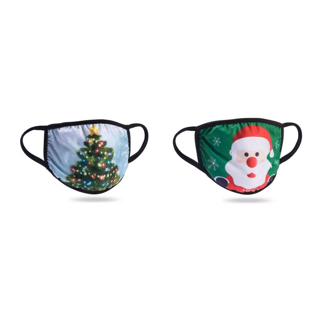 2-Pack: Light Up LED Holiday Face Masks Face Masks & PPE Santa and Christmas Tree - DailySale