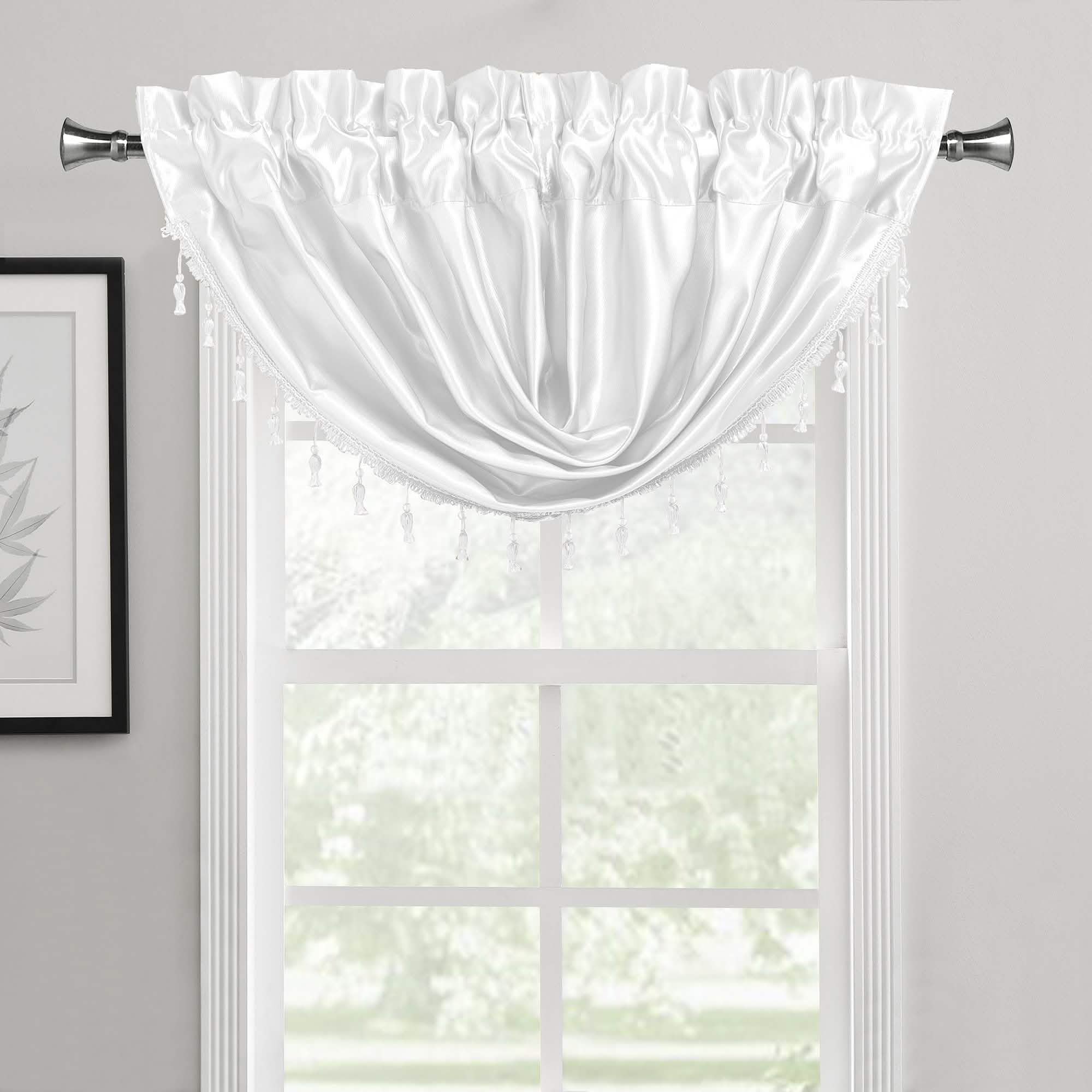 2-Pack: Luxury Waterfall Austrian Beads Trimmed Window Valances Furniture & Decor White - DailySale