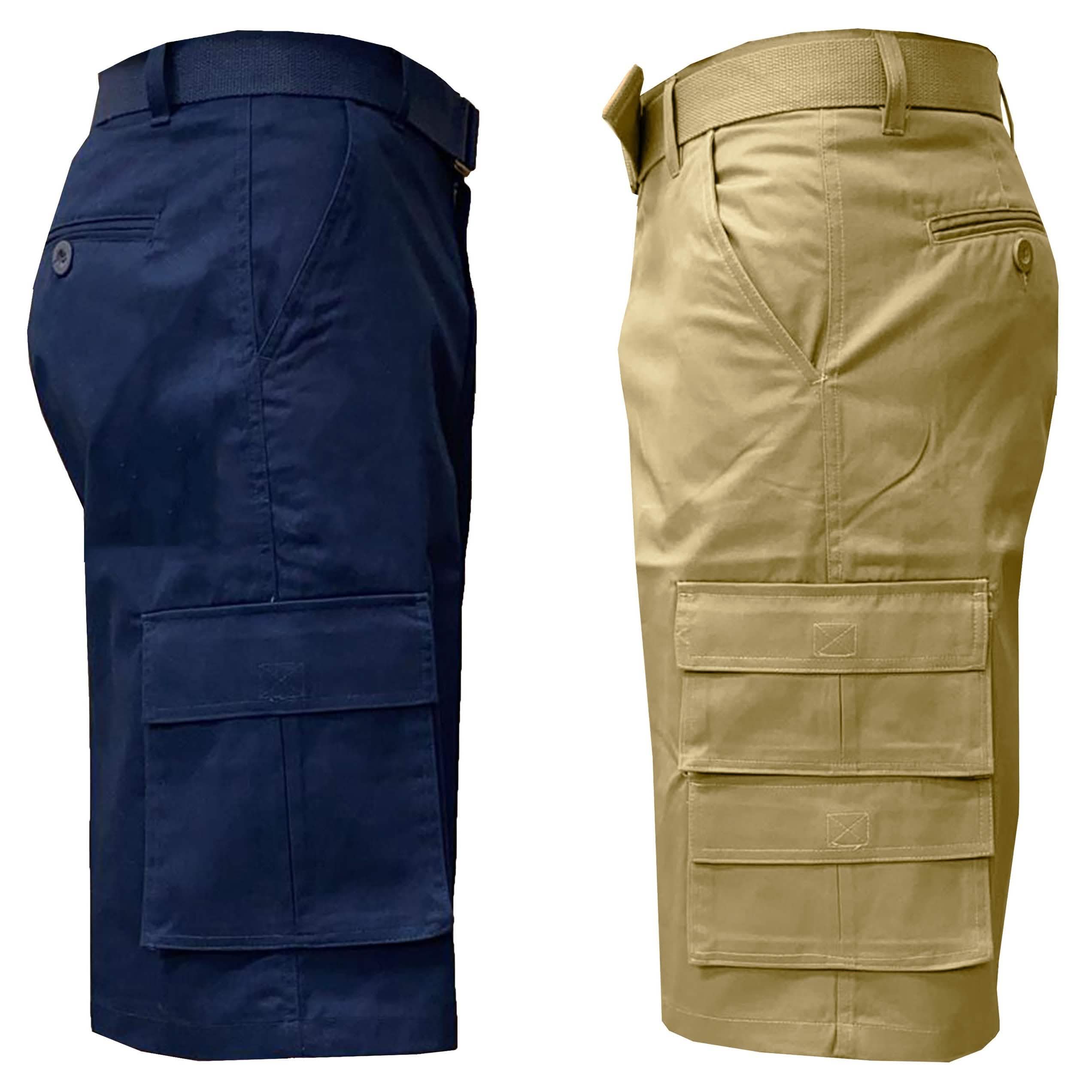 2-Pack: Men's 13” Fitted Belted 7-Pocket Cargo Shorts Men's Apparel 30 Navy/Khaki - DailySale