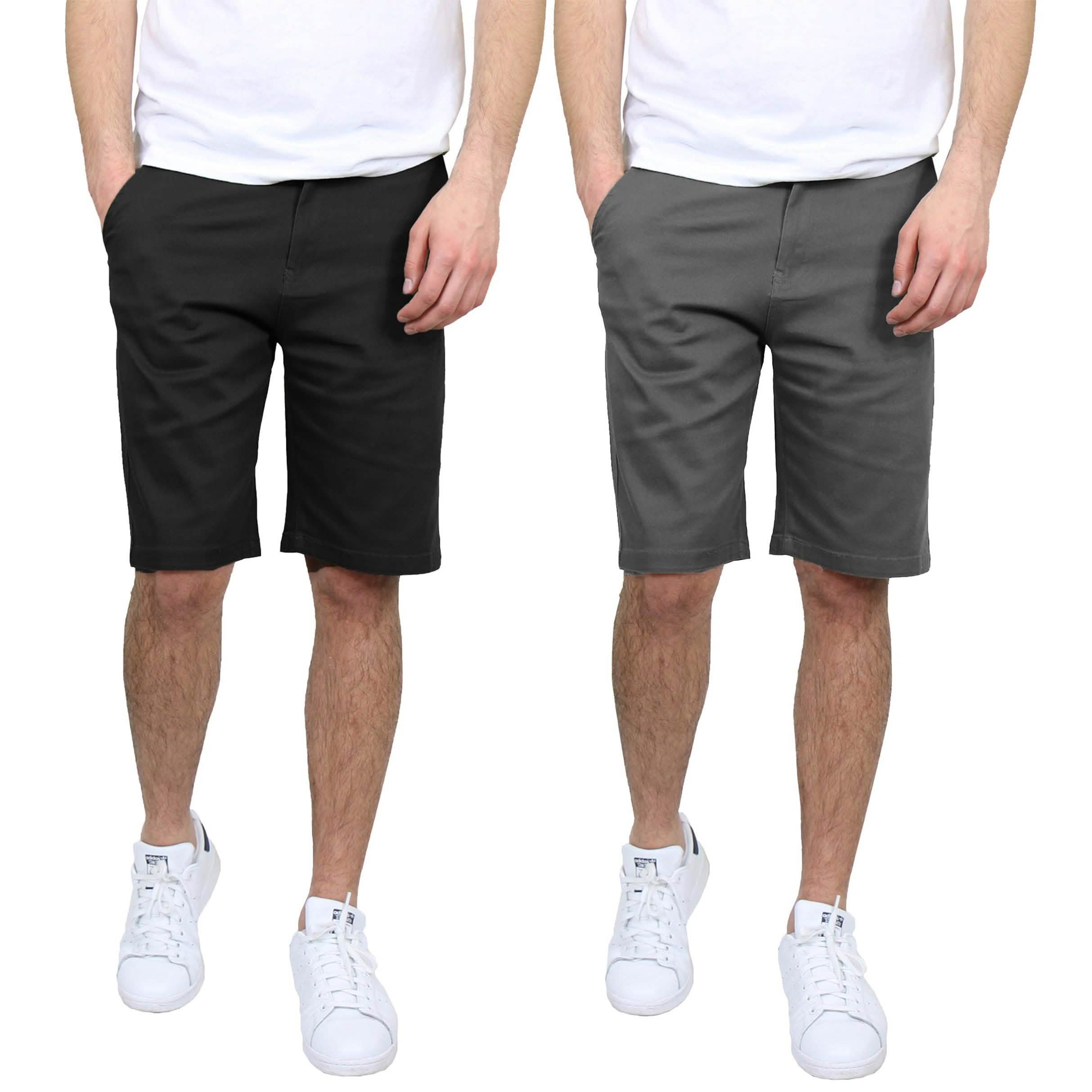 2-Pack: Men's 5-Pocket Flat-Front Slim-Fit Stretch Chino Shorts Men's Clothing Black/Gray 30 - DailySale