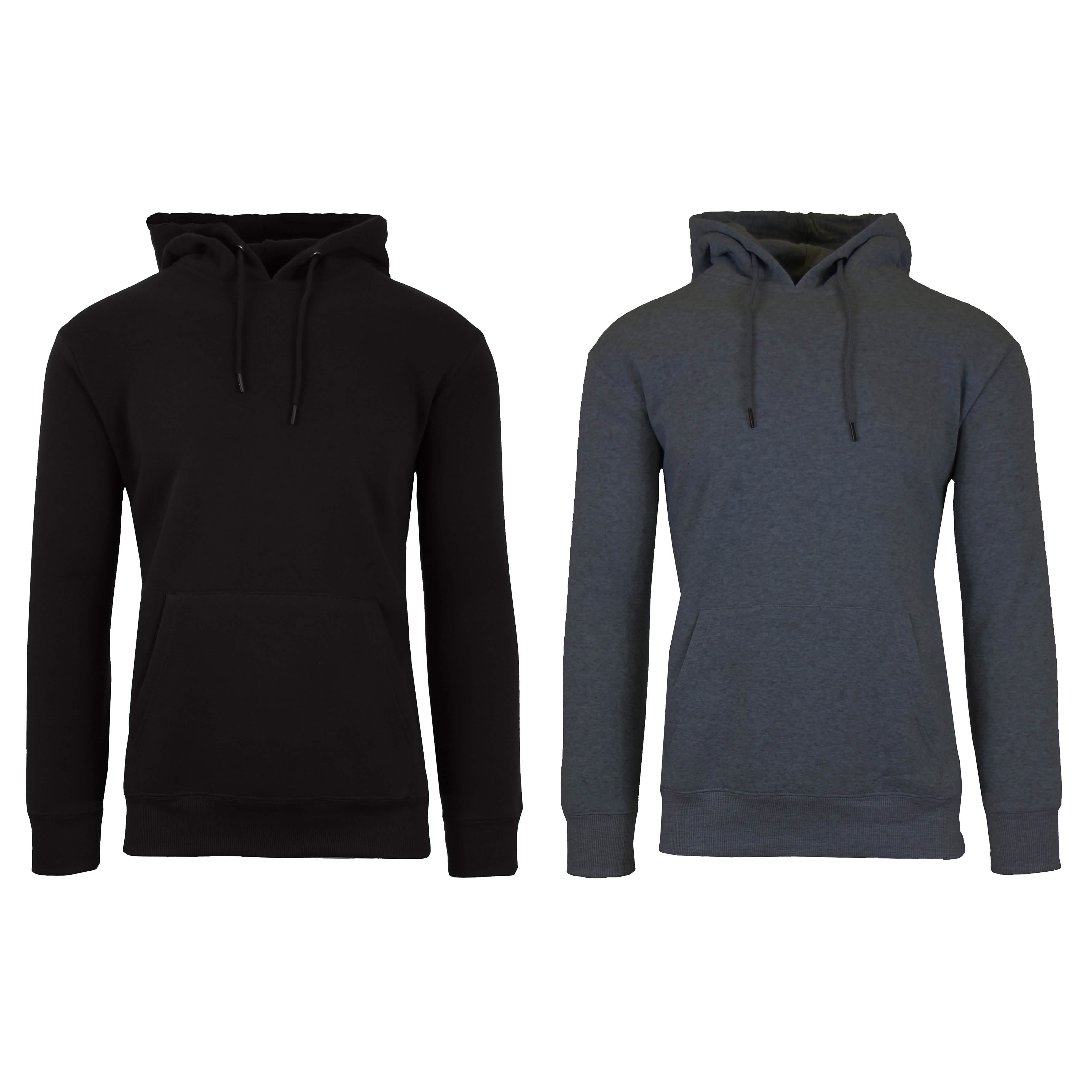 2-Pack: Men’s and Women’s Fleece Pullover Hoodie Men's Outerwear Black/Charcoal S - DailySale