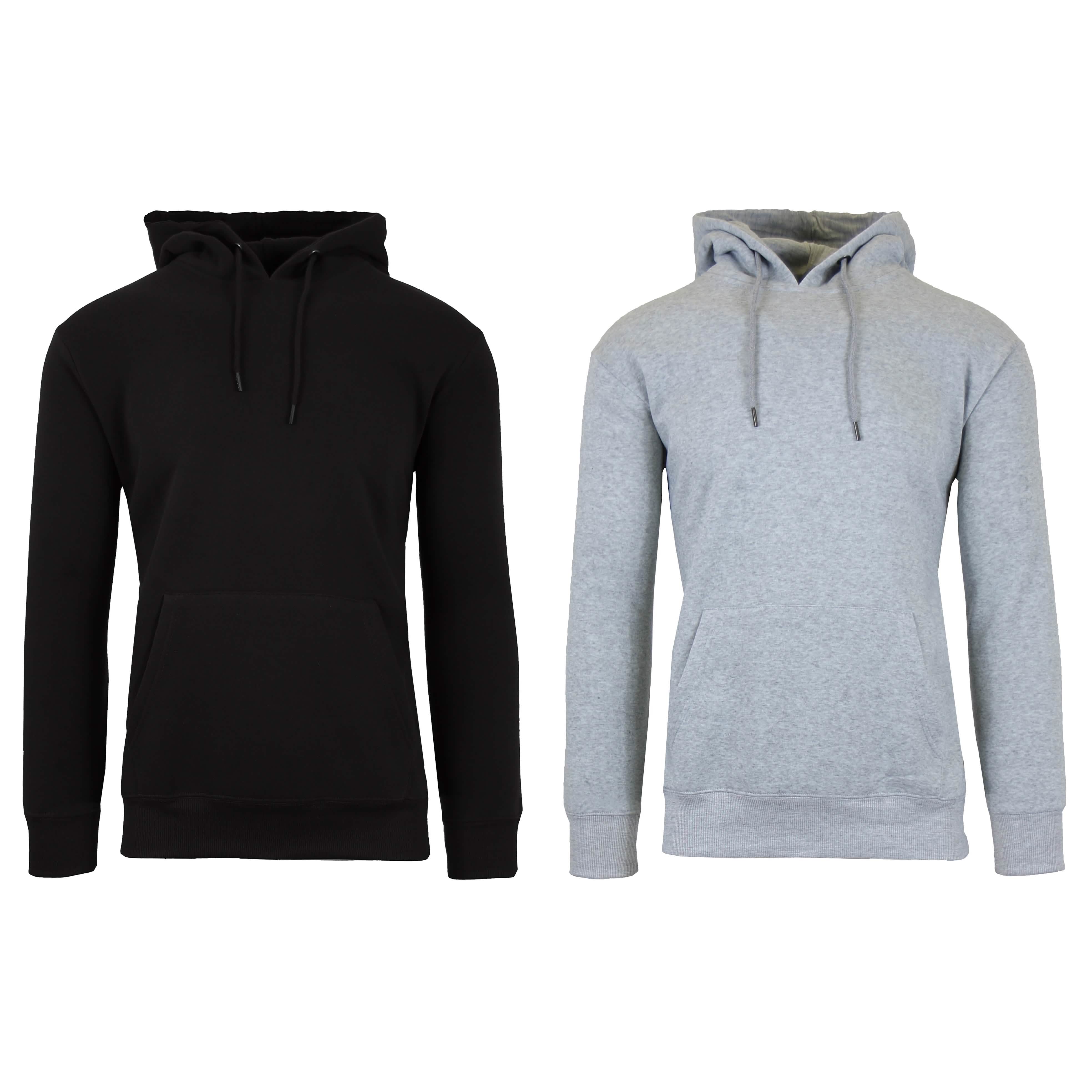 2-Pack: Men’s and Women’s Fleece Pullover Hoodie Men's Outerwear Black/Heather Gray S - DailySale