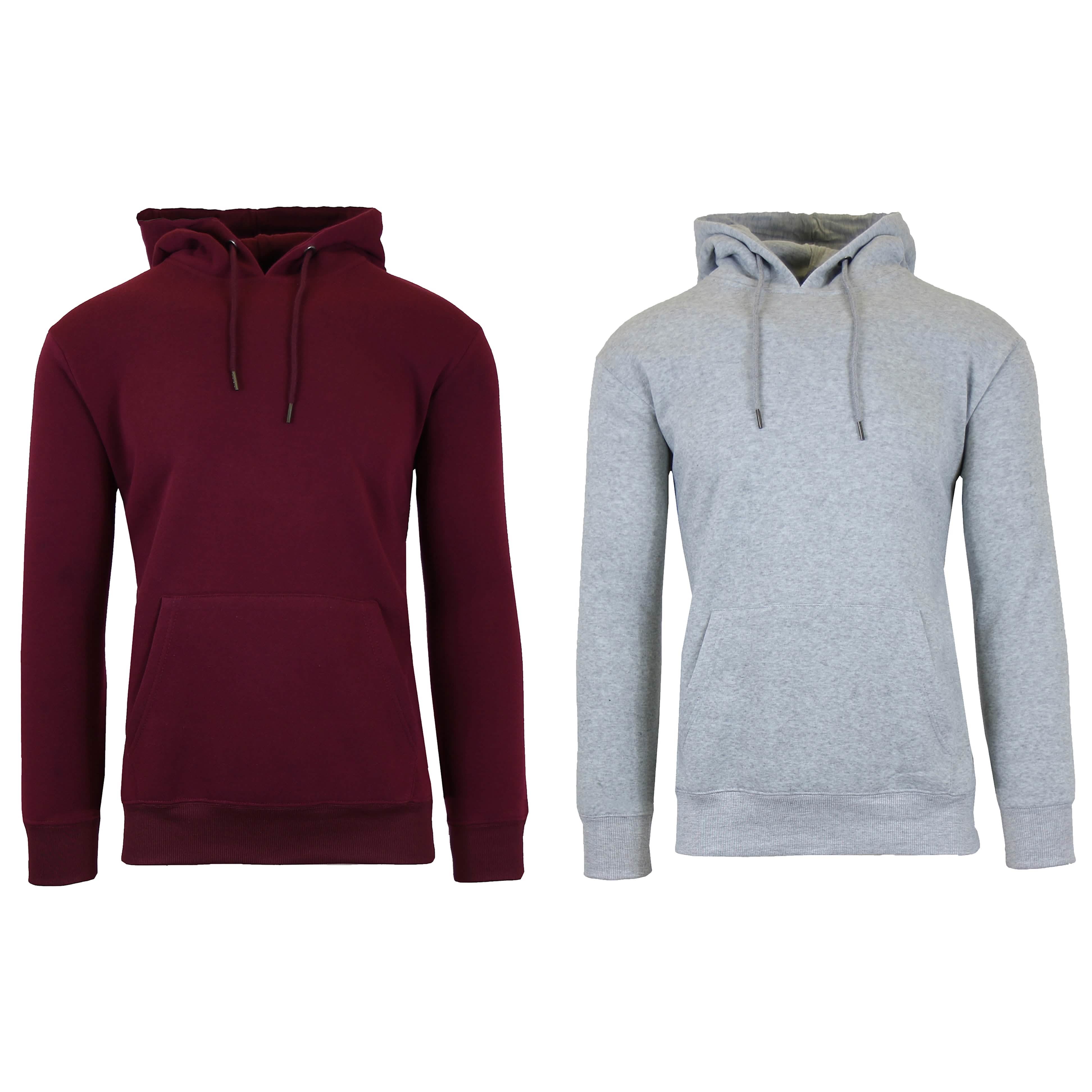 2-Pack: Men’s and Women’s Fleece Pullover Hoodie Men's Outerwear Burgundy/Heather Gray S - DailySale