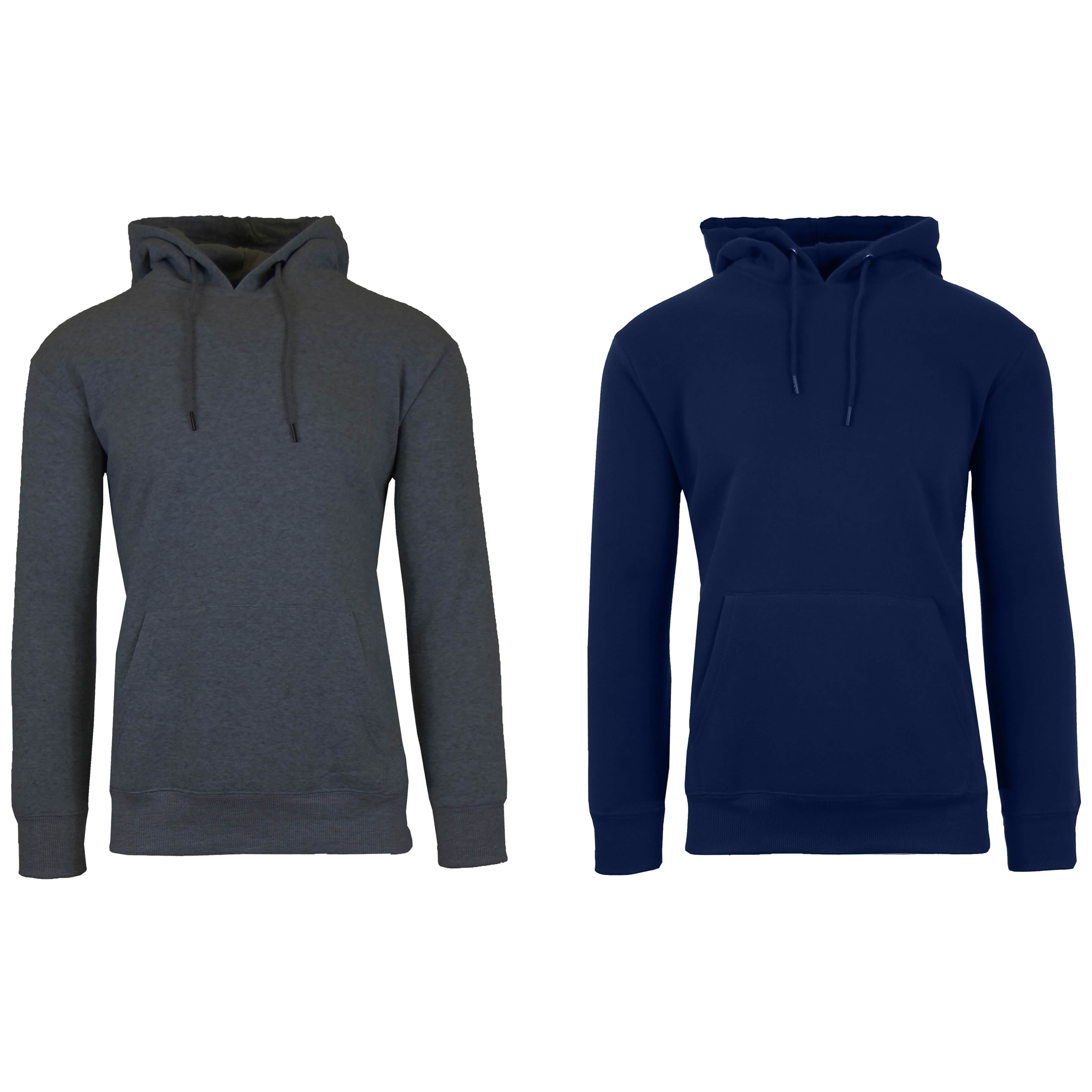 2-Pack: Men’s and Women’s Fleece Pullover Hoodie Men's Outerwear Charcoal/Navy S - DailySale