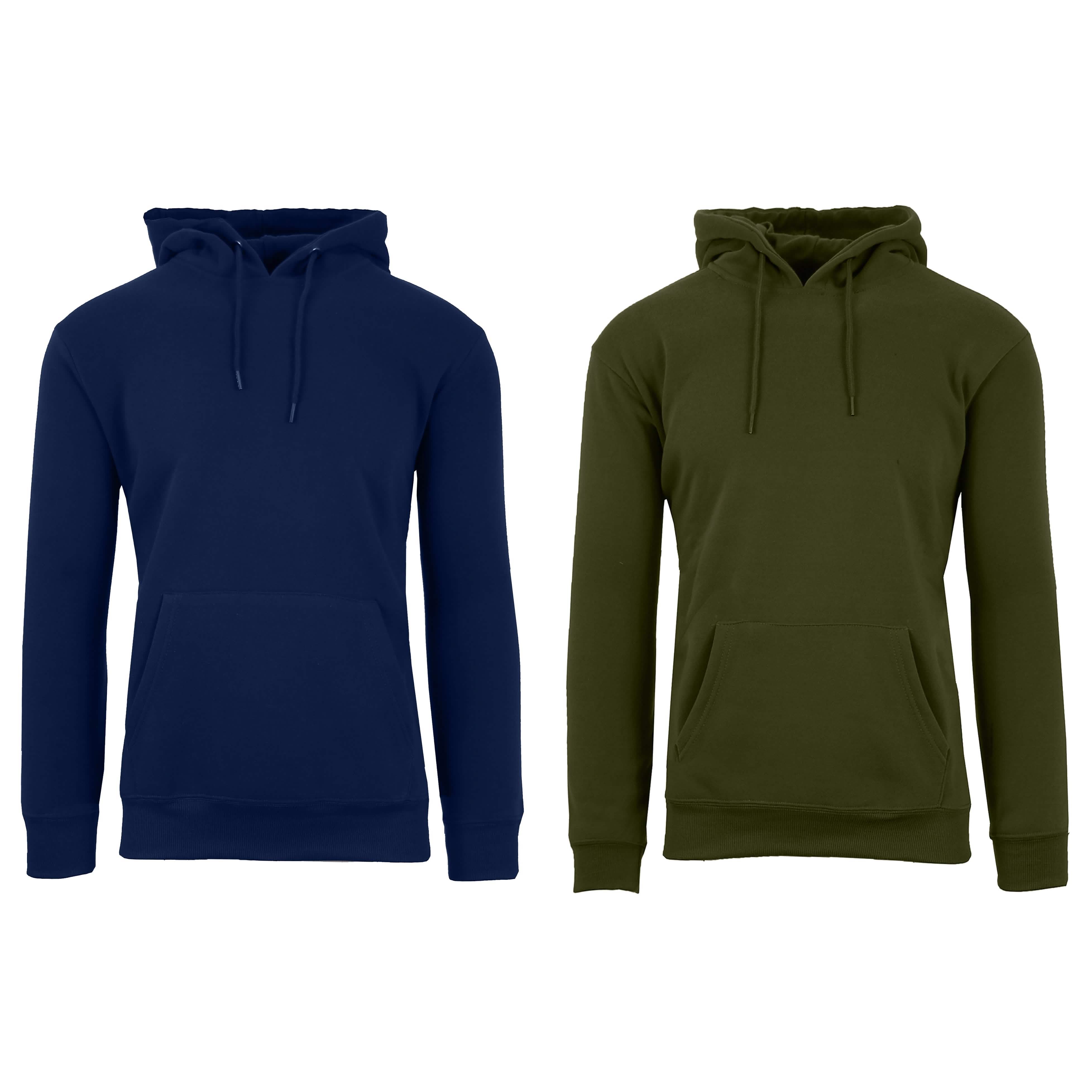 2-Pack: Men’s and Women’s Fleece Pullover Hoodie Men's Outerwear Navy/Olive S - DailySale