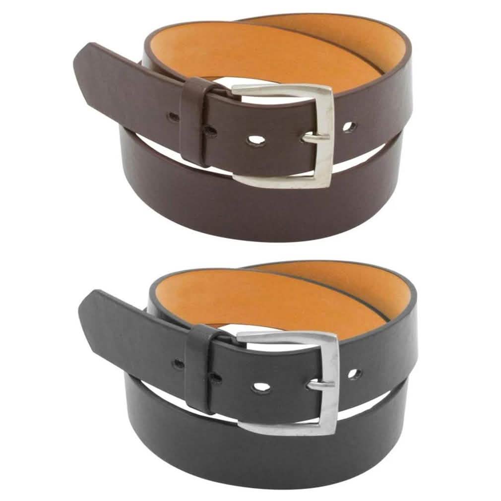 2-Pack: Men's Black & Brown Solid Belts Men's Apparel 34 36 - DailySale