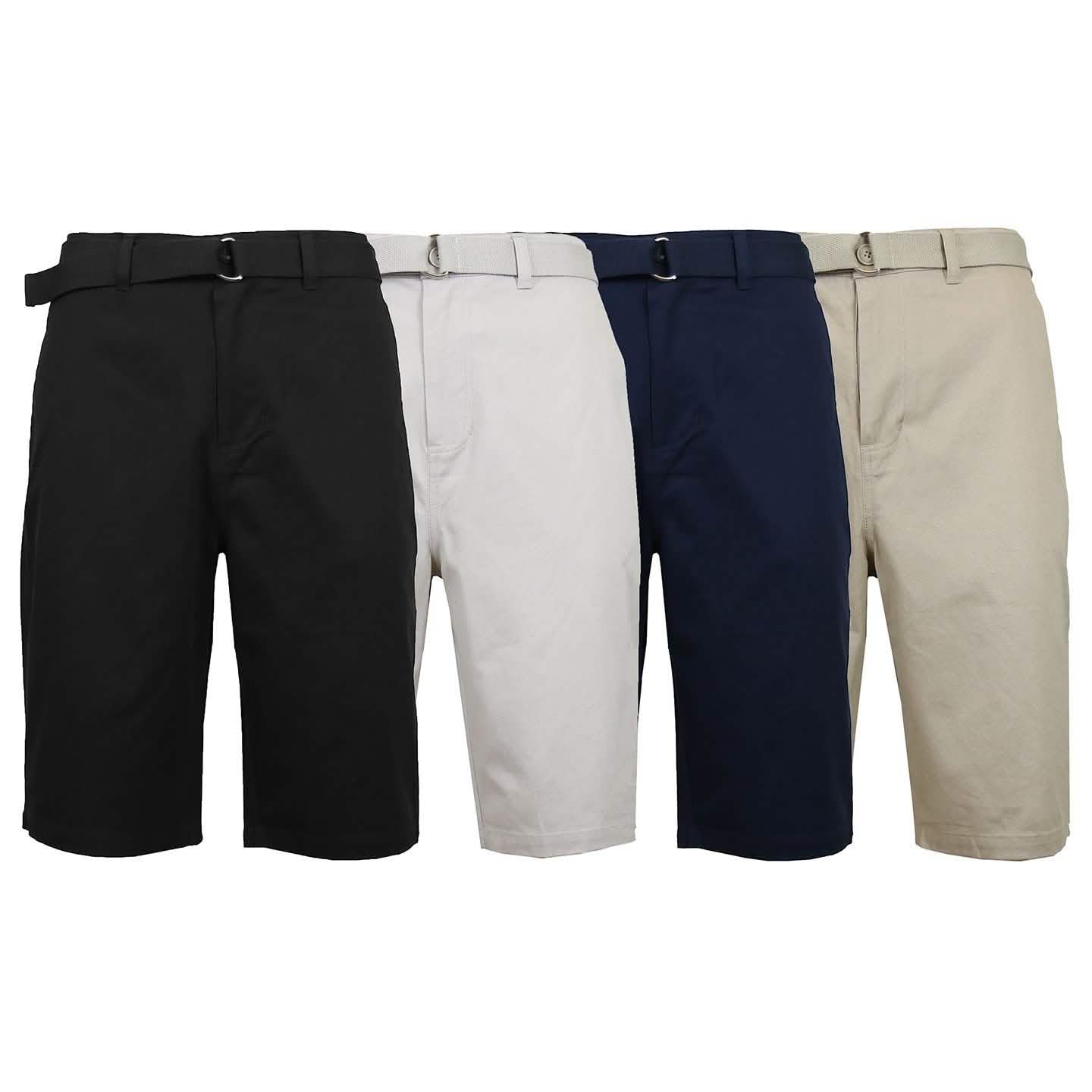 2-Pack: Men's Cotton Chino Shorts with Belt Men's Apparel - DailySale