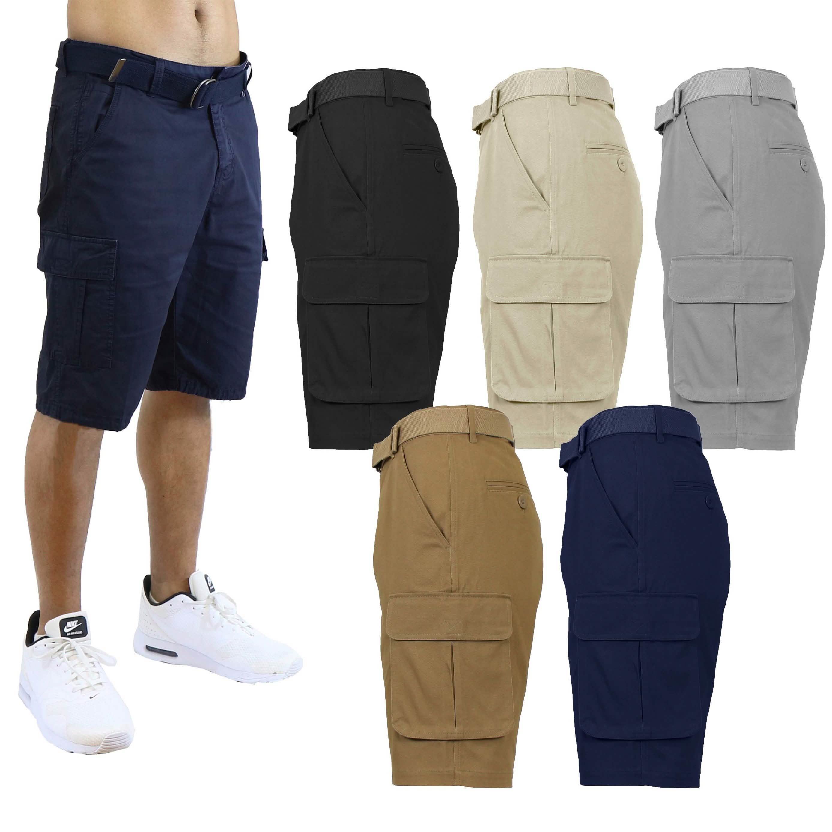 2-Pack: Men's Cotton Flex Stretch Cargo Shorts With Belt Men's Clothing - DailySale