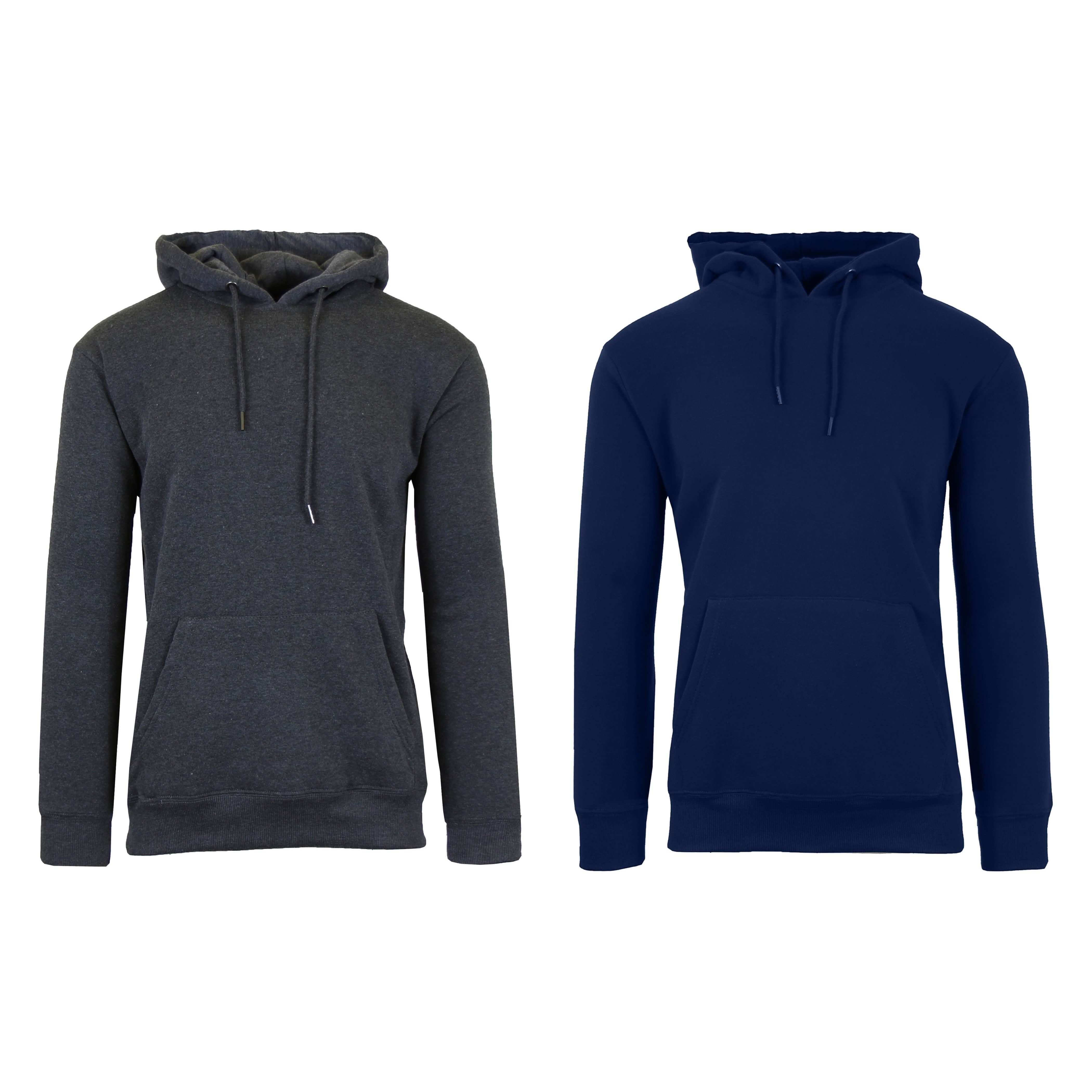2-Pack: Men’s Fleece Pullover Hoodie Men's Clothing Charcoal/Navy S - DailySale