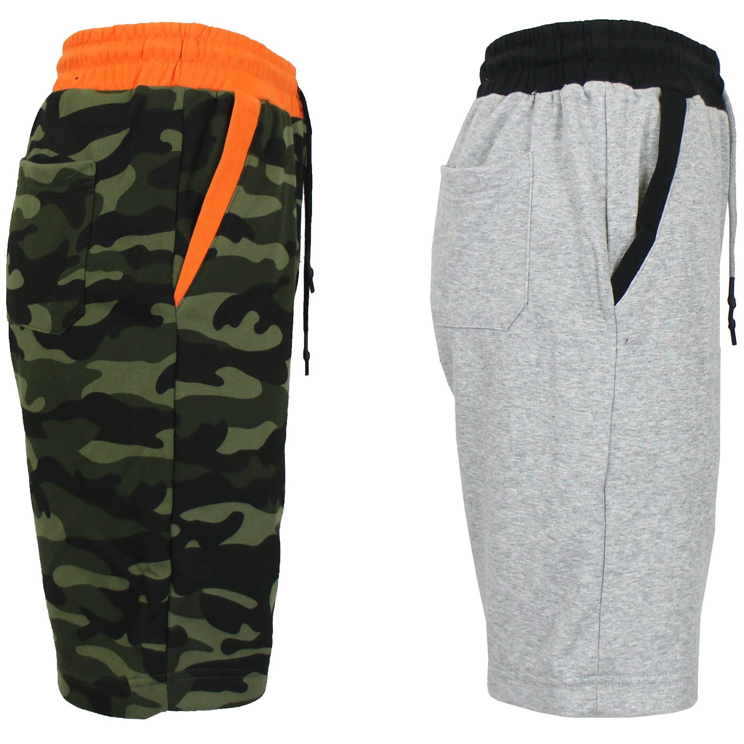 2-Pack Men's French Terry Regular Pockets Jogger Sweat Lounge Shorts Men's Clothing Heather Gray/Woodland Camo S - DailySale