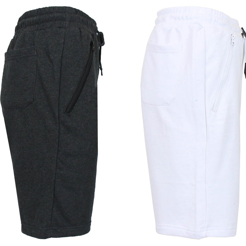 2-Pack: Men's French Terry Zipper Pockets Jogger Sweat Lounge Shorts Men's Clothing Heather Black/White S - DailySale
