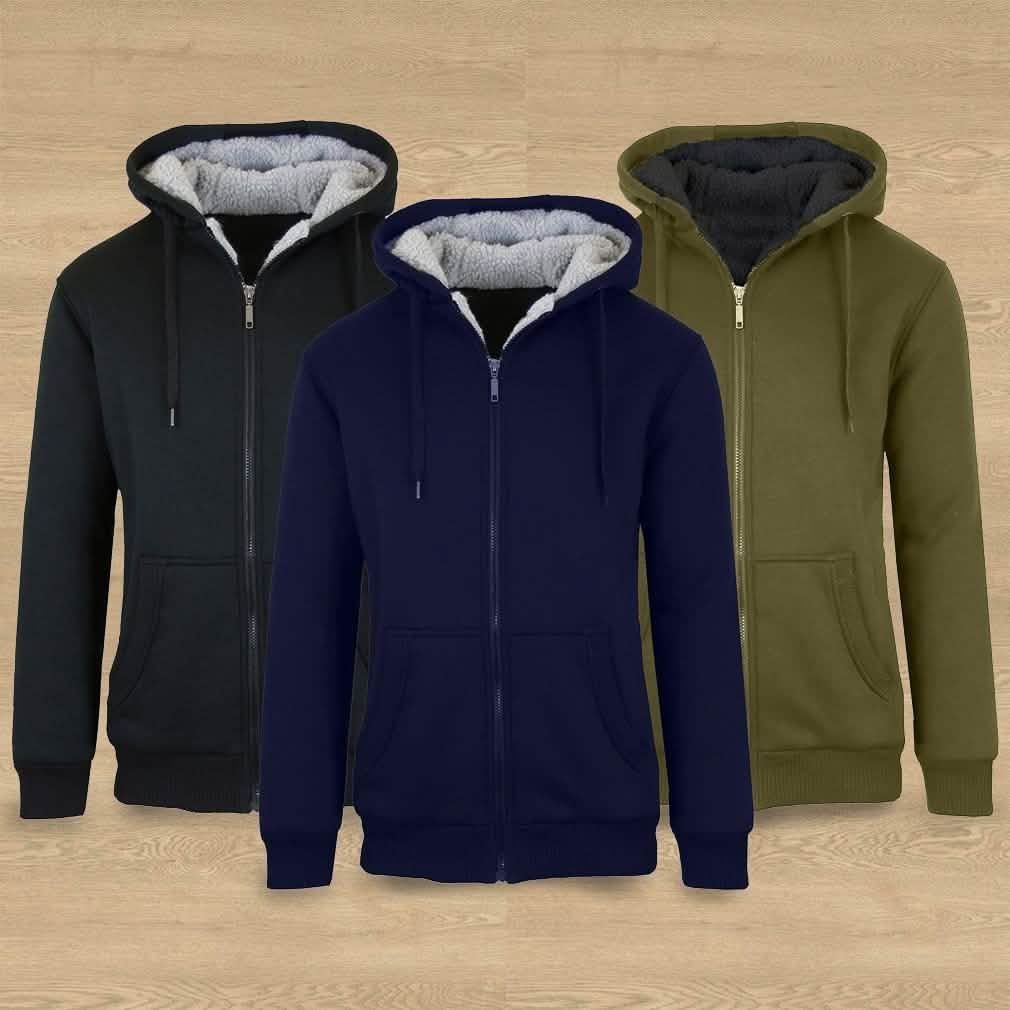 2-Pack: Men's Heavyweight Sherpa Fleece-Lined Zip Hoodie Men's Apparel - DailySale