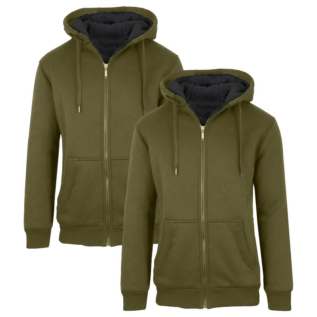 2-Pack: Men's Heavyweight Sherpa Fleece-Lined Zip Hoodie Men's Apparel M Olive/Olive - DailySale