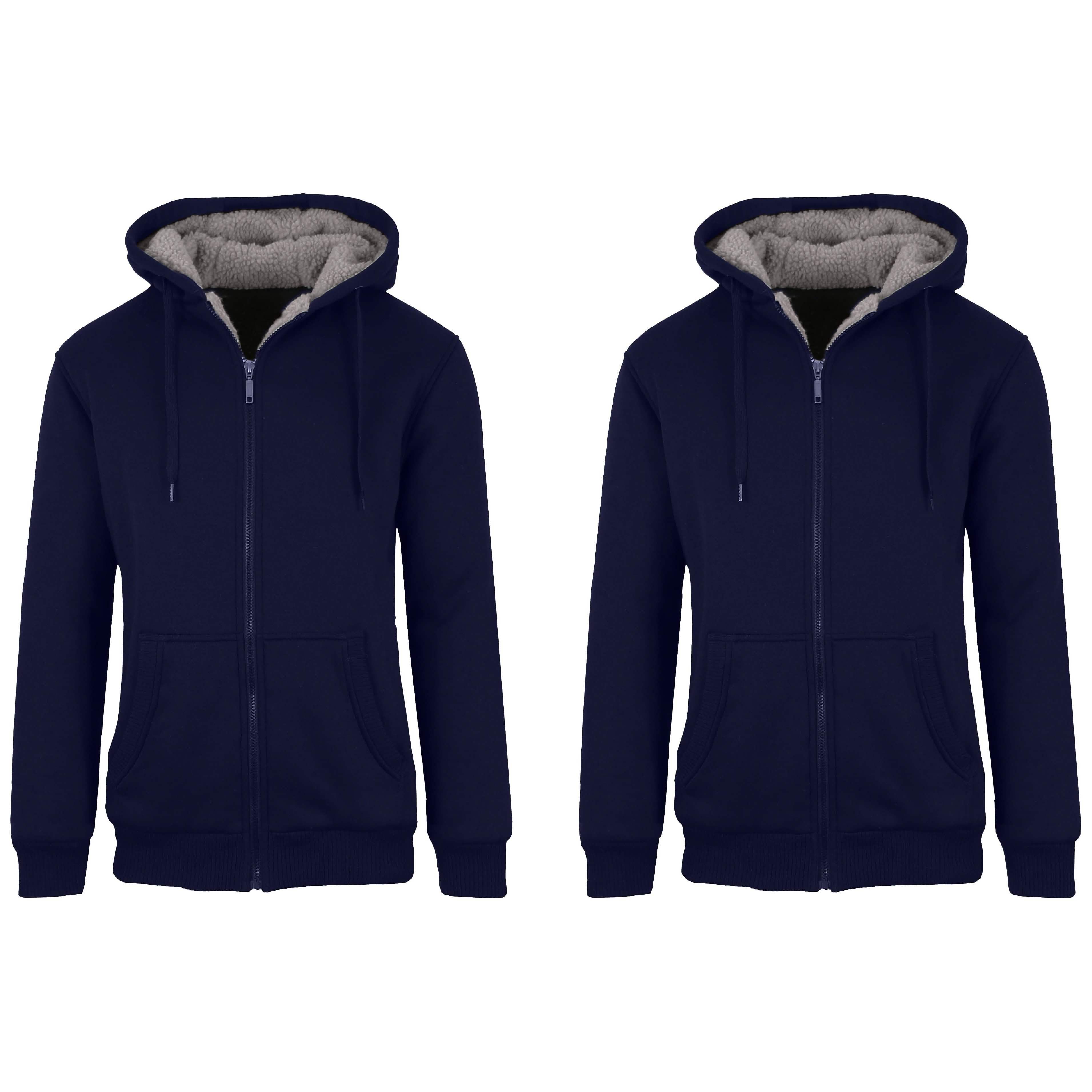 2-Pack: Men's Heavyweight Sherpa Fleece-Lined Zip Hoodie Sweater Men's Clothing Navy/Navy S - DailySale