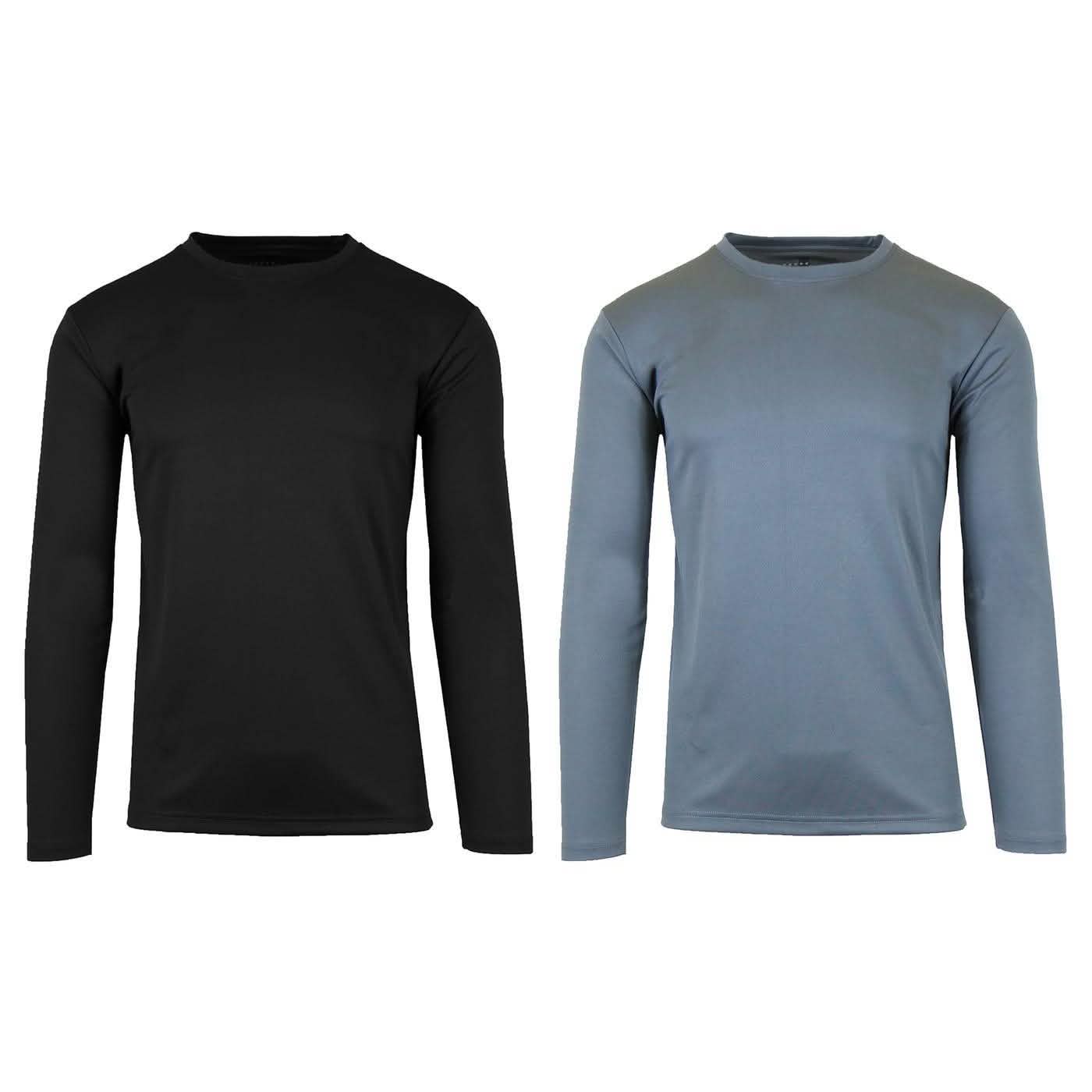 2-Pack: Men's Long Sleeve Moisture Wicking Performance Tee - Assorted Colors Men's Apparel S Black/Charcoal - DailySale