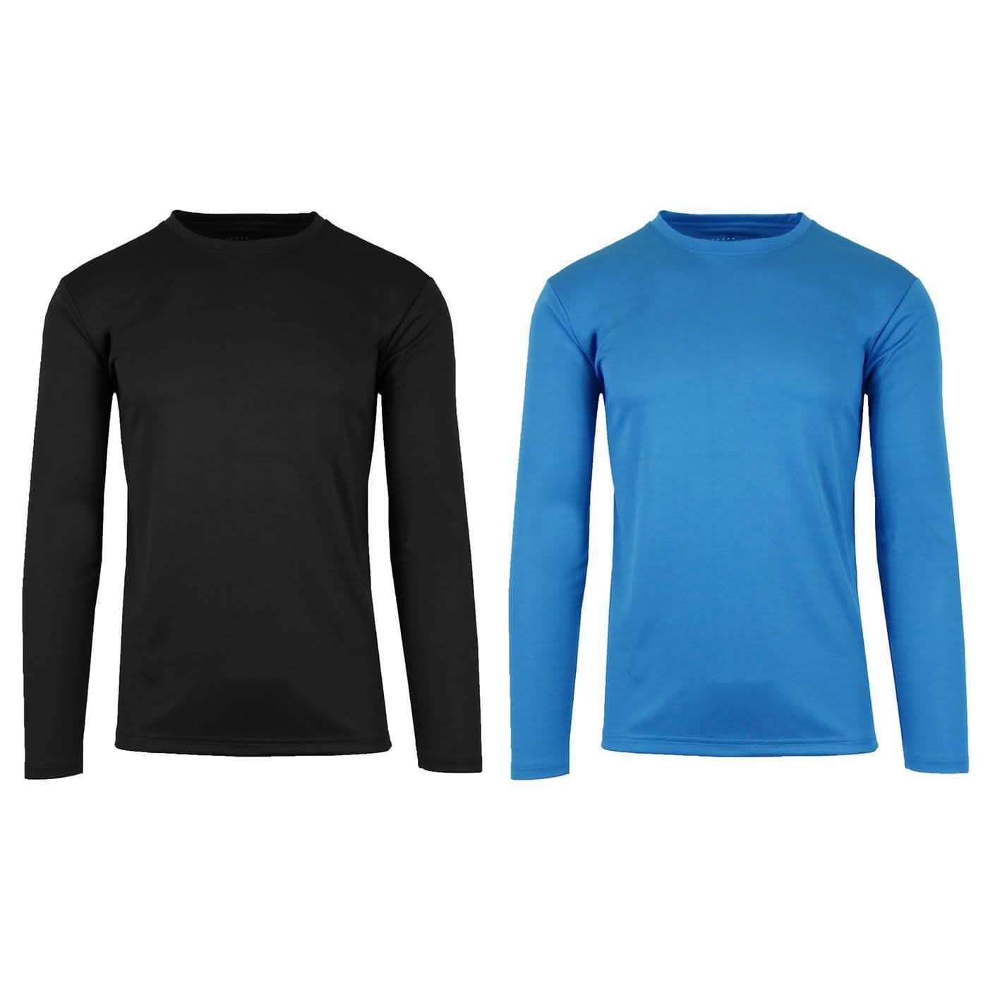 2-Pack: Men's Long Sleeve Moisture Wicking Performance Tee - Assorted Colors Men's Apparel S Black/Medium Blue - DailySale