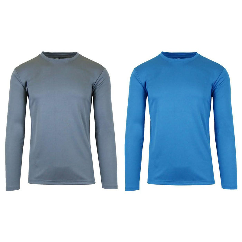 2-Pack: Men's Long Sleeve Moisture Wicking Performance Tee - Assorted Colors Men's Apparel S Charcoal/Medium Blue - DailySale