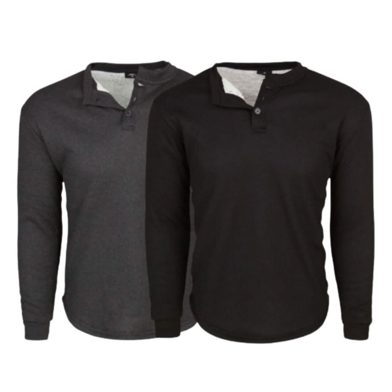 2-Pack: Men's Sherpa-Lined Waffle Thermal Henley Shirts Men's Tops M - DailySale