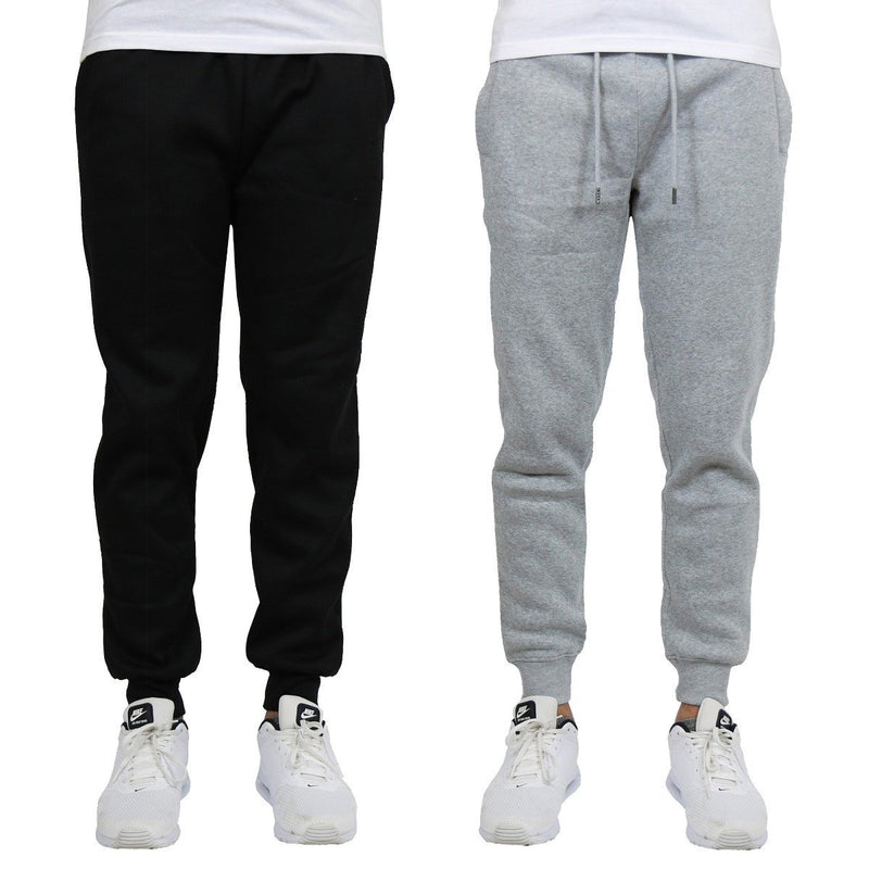 2-Pack: Men's Slim-Fit Fleece Jogger Sweatpants Men's Apparel S Black/Heather Gray - DailySale