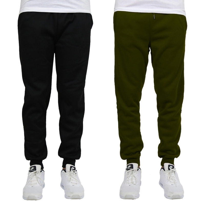 2-Pack: Men's Slim-Fit Fleece Jogger Sweatpants Men's Apparel S Black/Olive - DailySale