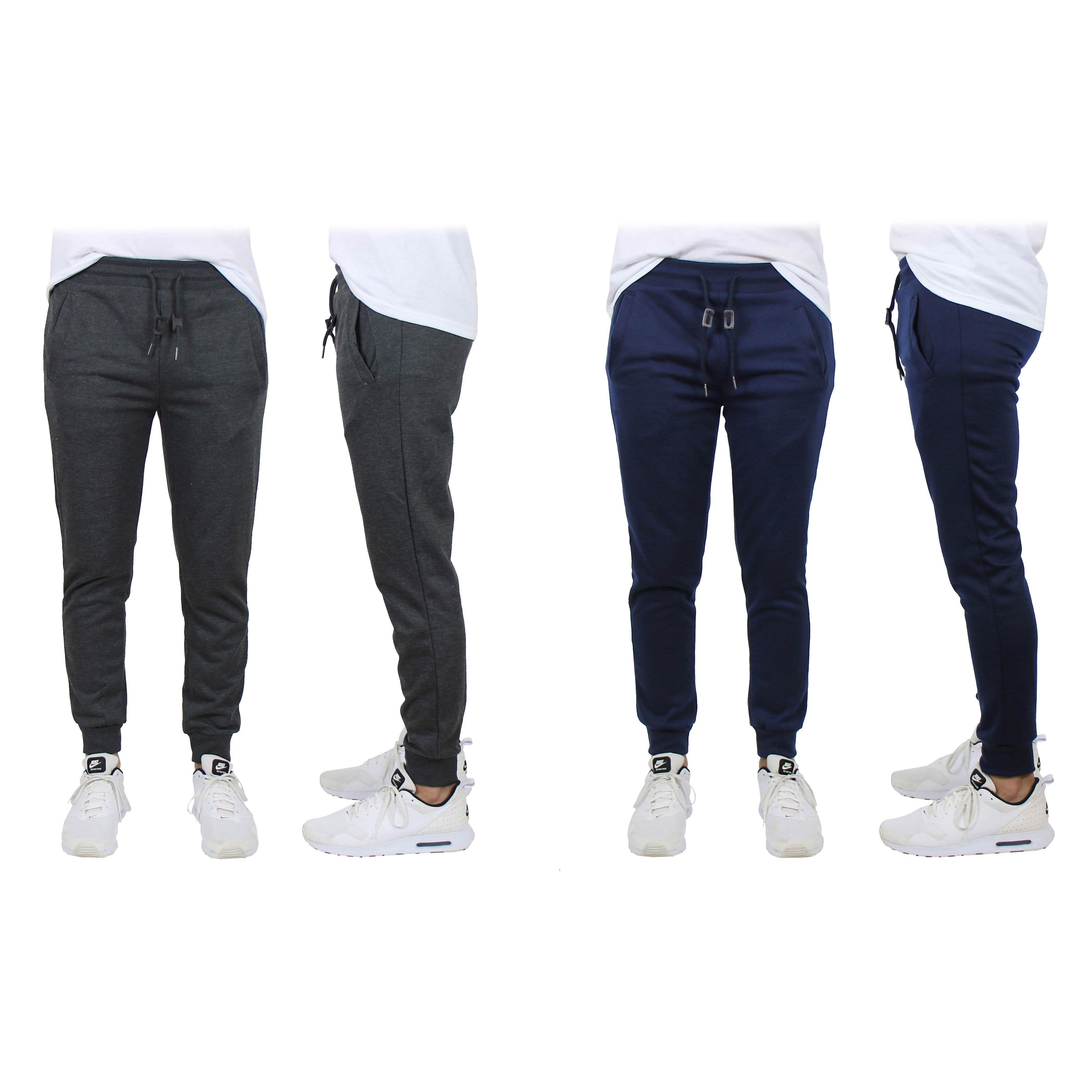 2-Pack: Men's Slim-Fit French Terry Jogger Lounge Pants Men's Clothing Charcoal/Navy S - DailySale