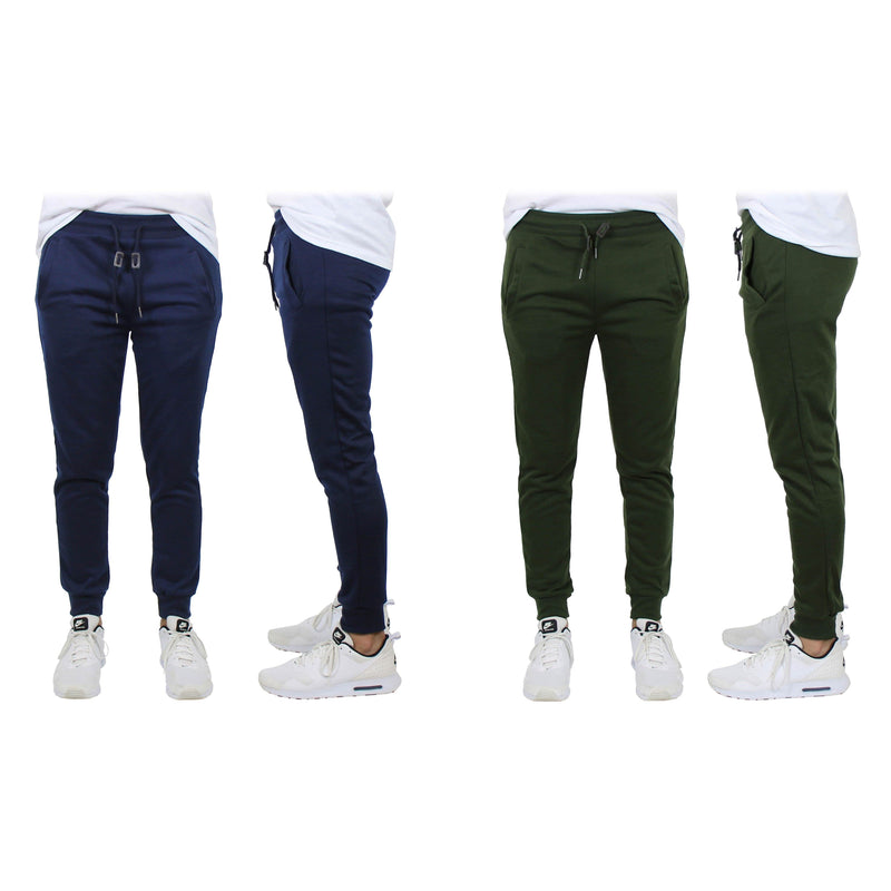 2-Pack: Men's Slim-Fit French Terry Jogger Lounge Pants Men's Clothing Navy/Olive S - DailySale