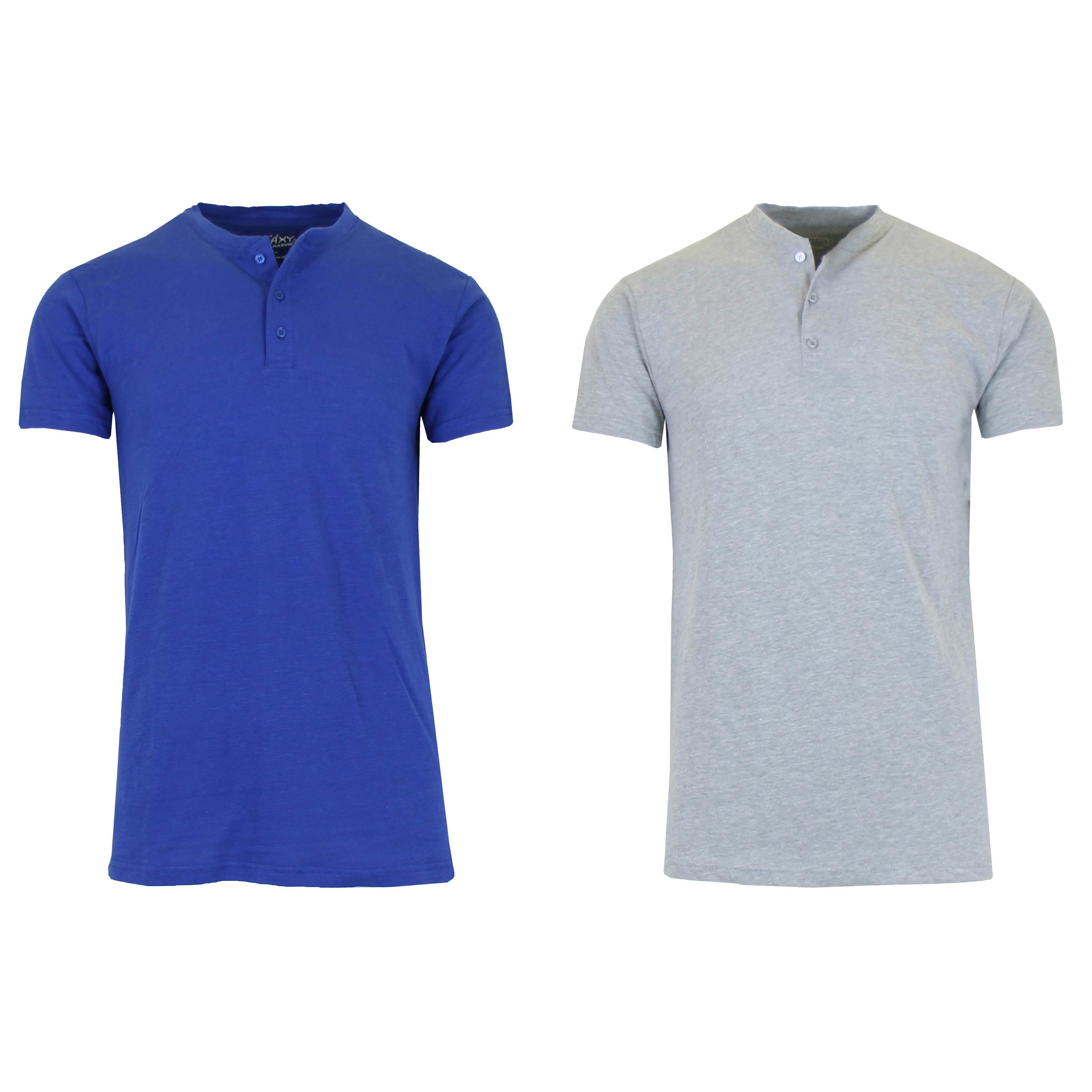 2-Pack: Men's Slim Fitting Short Sleeve Henley Slub Tee Men's Clothing Royal/Gray S - DailySale