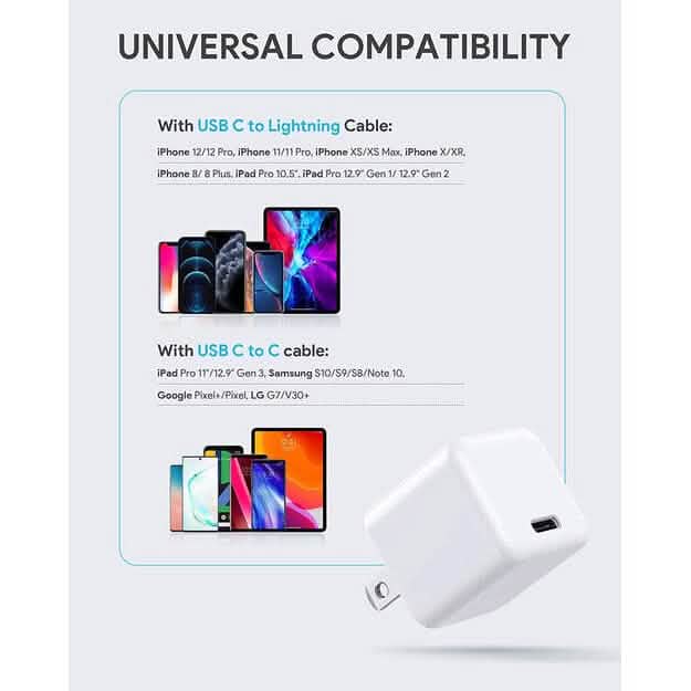 2-Pack: Mini 20W Fast Type C Wall Charger with PD 3.0 Mobile Accessories - DailySale