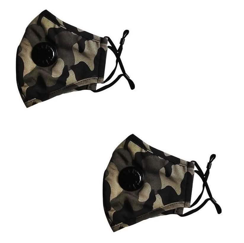 2-Pack: Multilayer Non-Medical Reusable Face Mask with Filter Wellness & Fitness Camo Dark - DailySale