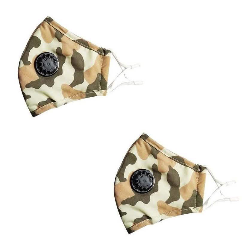 2-Pack: Multilayer Non-Medical Reusable Face Mask with Filter Wellness & Fitness Camo Light - DailySale