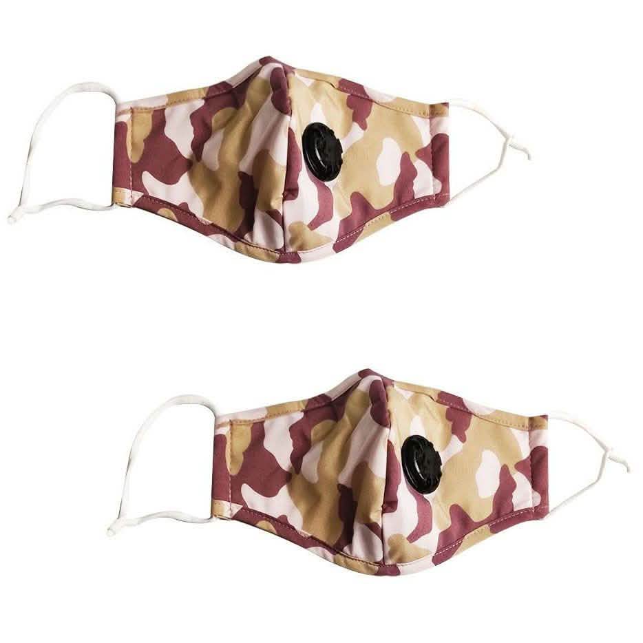 2-Pack: Multilayer Non-Medical Reusable Face Mask with Filter Wellness & Fitness Camo Red - DailySale