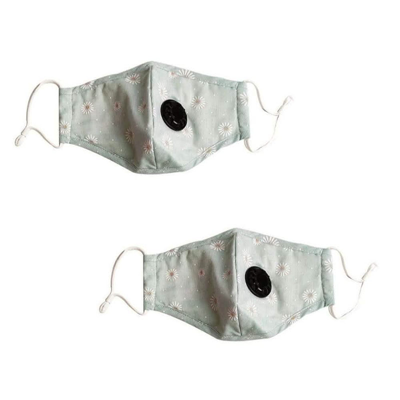 2-Pack: Multilayer Non-Medical Reusable Face Mask with Filter Wellness & Fitness Flower Light Green - DailySale