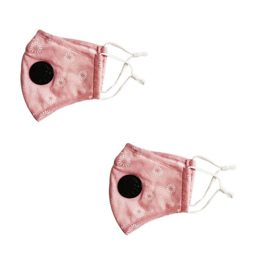 2-Pack: Multilayer Non-Medical Reusable Face Mask with Filter Wellness & Fitness Flower Pink - DailySale