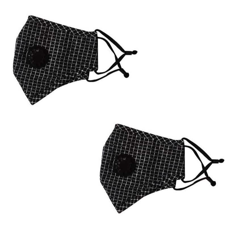2-Pack: Multilayer Non-Medical Reusable Face Mask with Filter Wellness & Fitness Plaid Black - DailySale