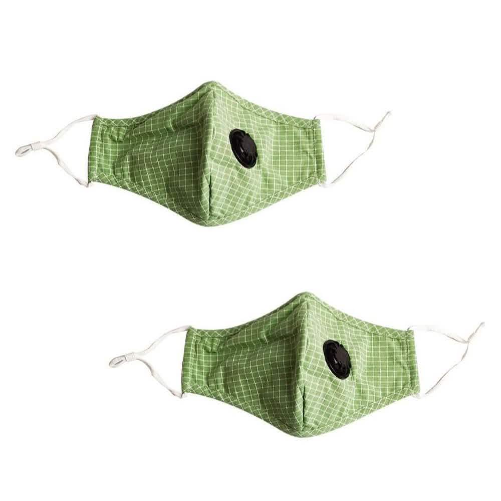 2-Pack: Multilayer Non-Medical Reusable Face Mask with Filter Wellness & Fitness Plaid Green - DailySale
