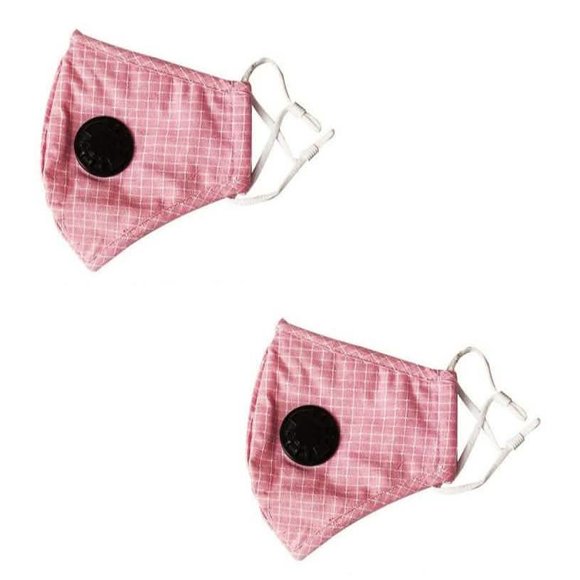 2-Pack: Multilayer Non-Medical Reusable Face Mask with Filter Wellness & Fitness Plaid Pink - DailySale