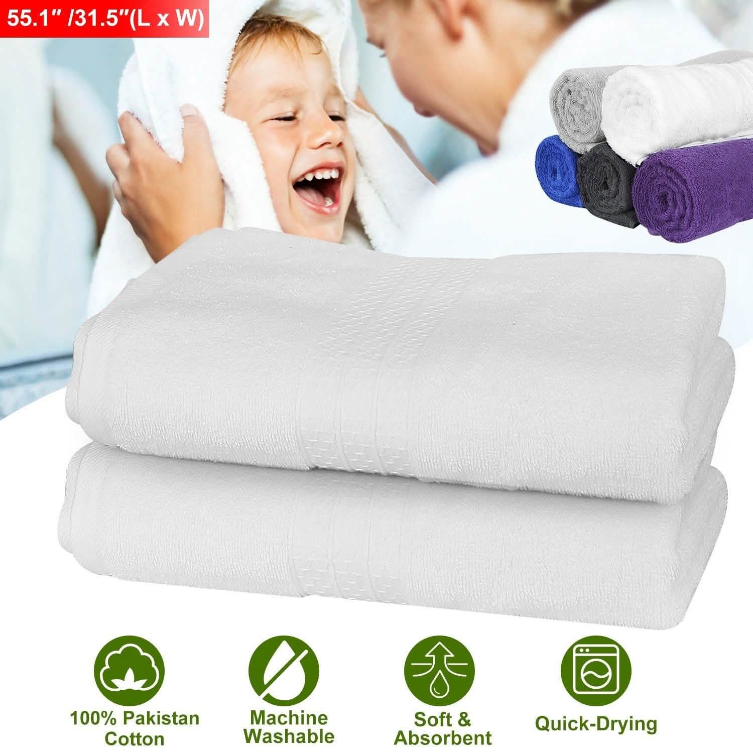 2-Pack: Pakistan Cotton Bath Towel Bath - DailySale