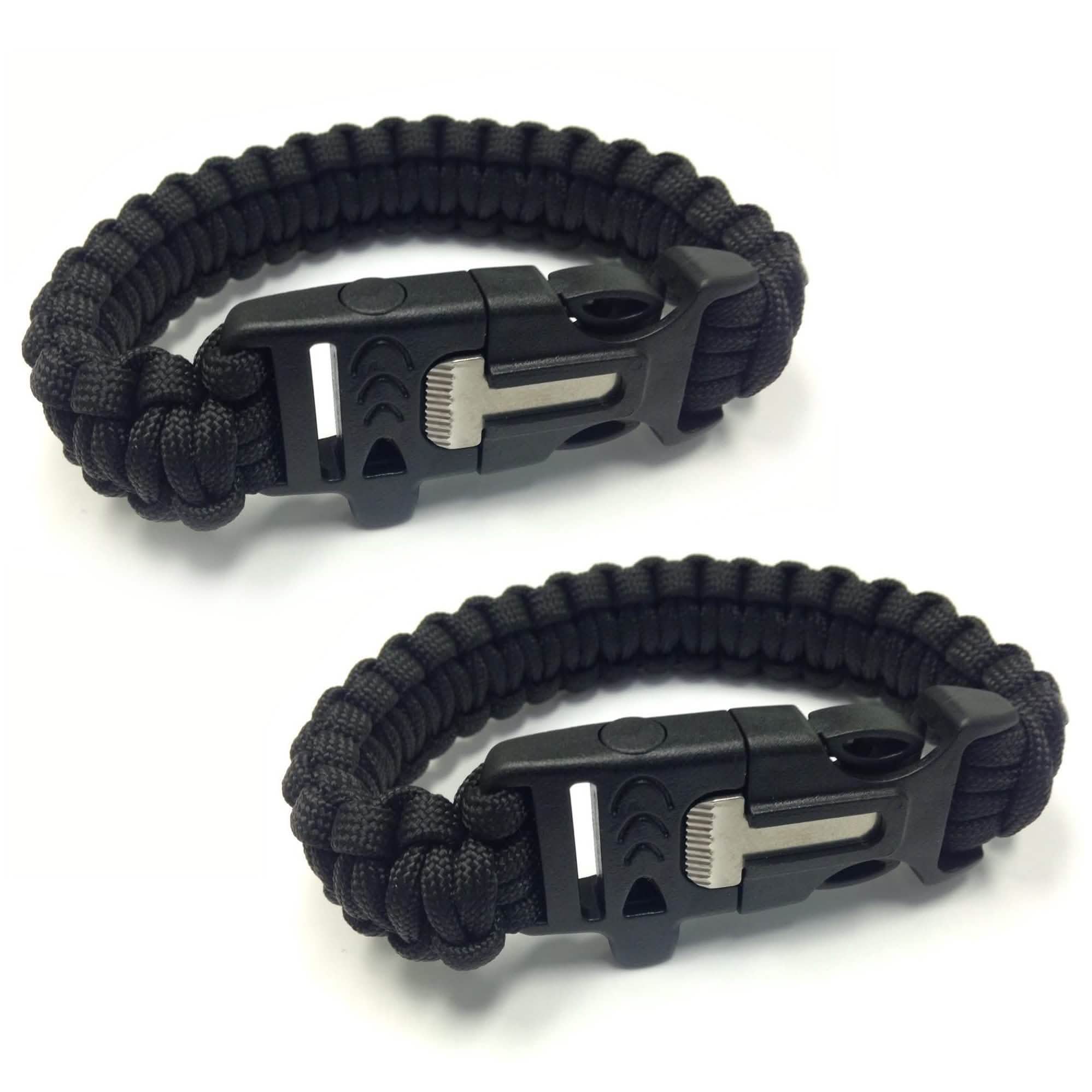 2-Pack: Paracord Survival Bracelet with Flint Scraper, Whistle and Cutting Tool Sports & Outdoors - DailySale
