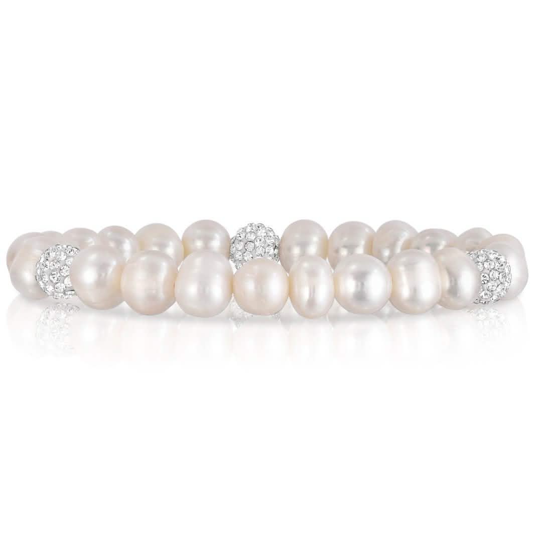 2-Pack: Pearl And Crystal Stretch Bracelet And Studs Set Bracelets - DailySale