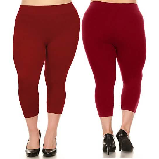 2-Pack: Plus Size Women's Ultra-Soft High Waisted Capri Leggings Women's Bottoms - DailySale