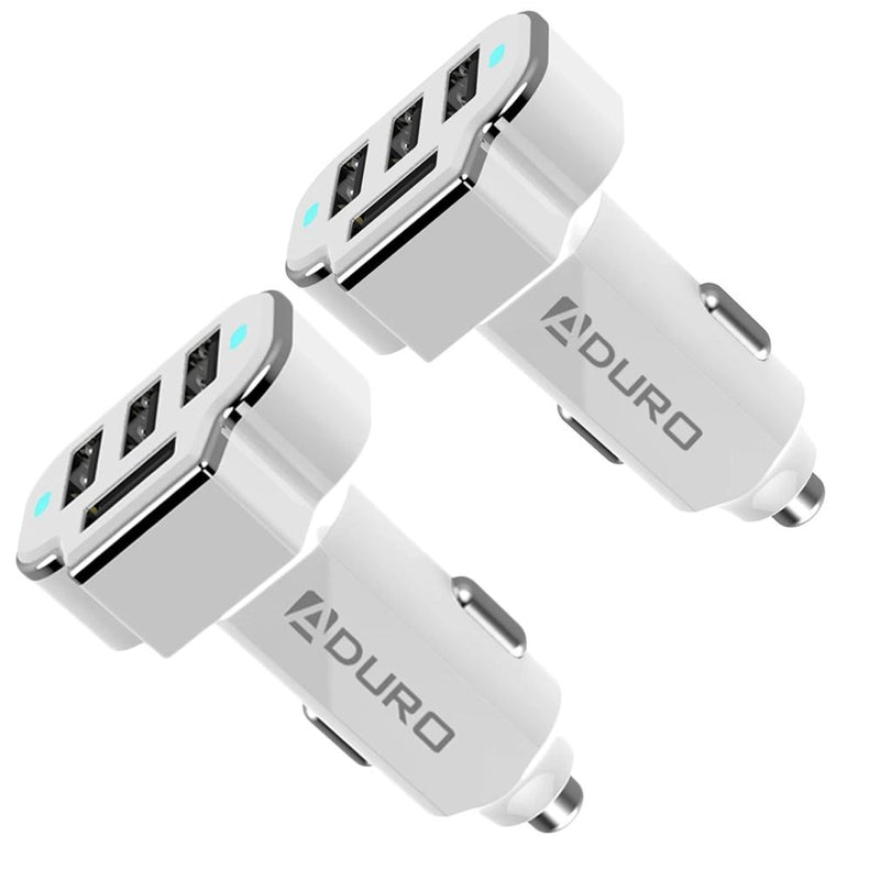 2-Pack: PowerUp 4 USB Port Car Charger Adapter Auto Accessories White - DailySale