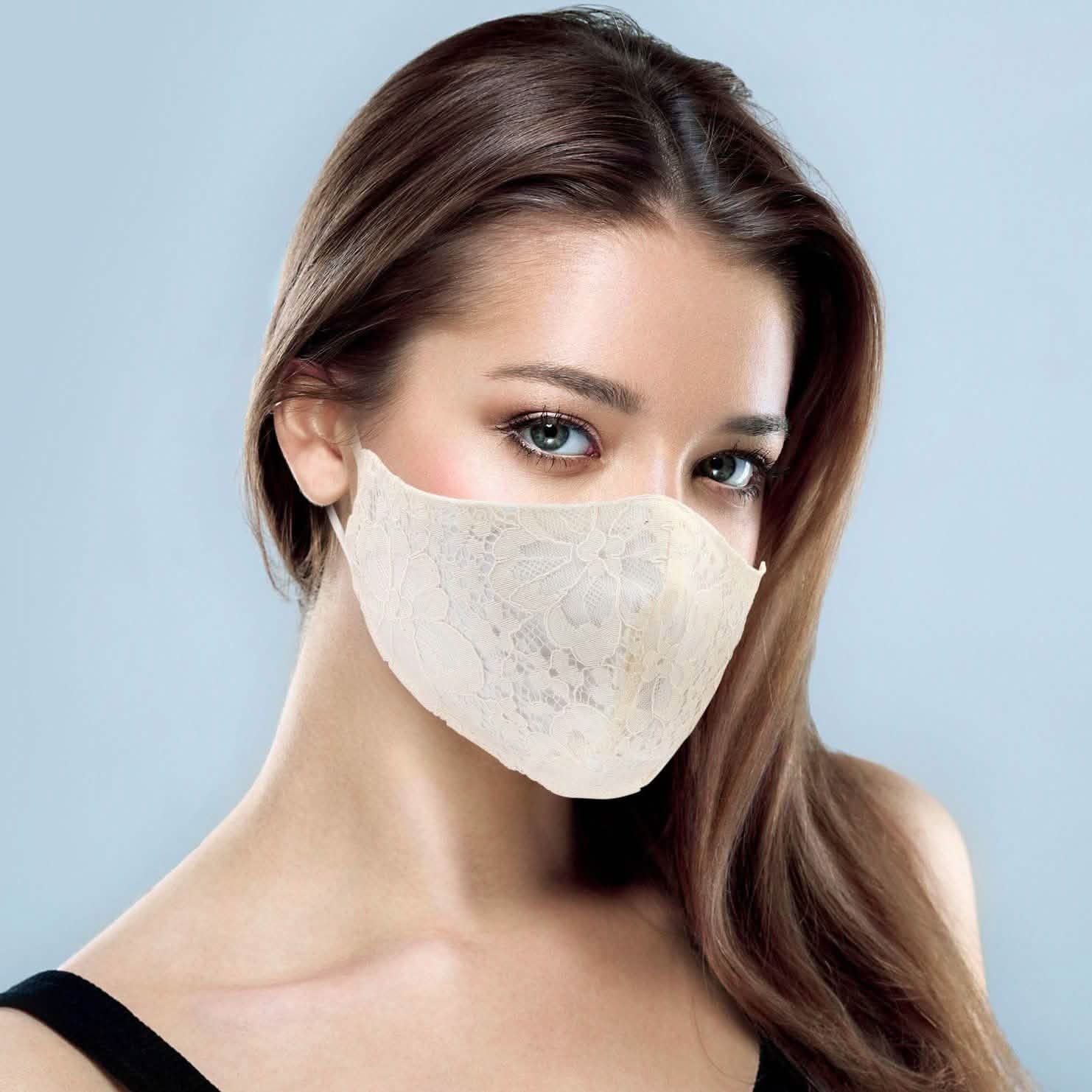 2-Pack: Reusable Washable Fitted Black and White Lace Face Mask Face Masks & PPE - DailySale