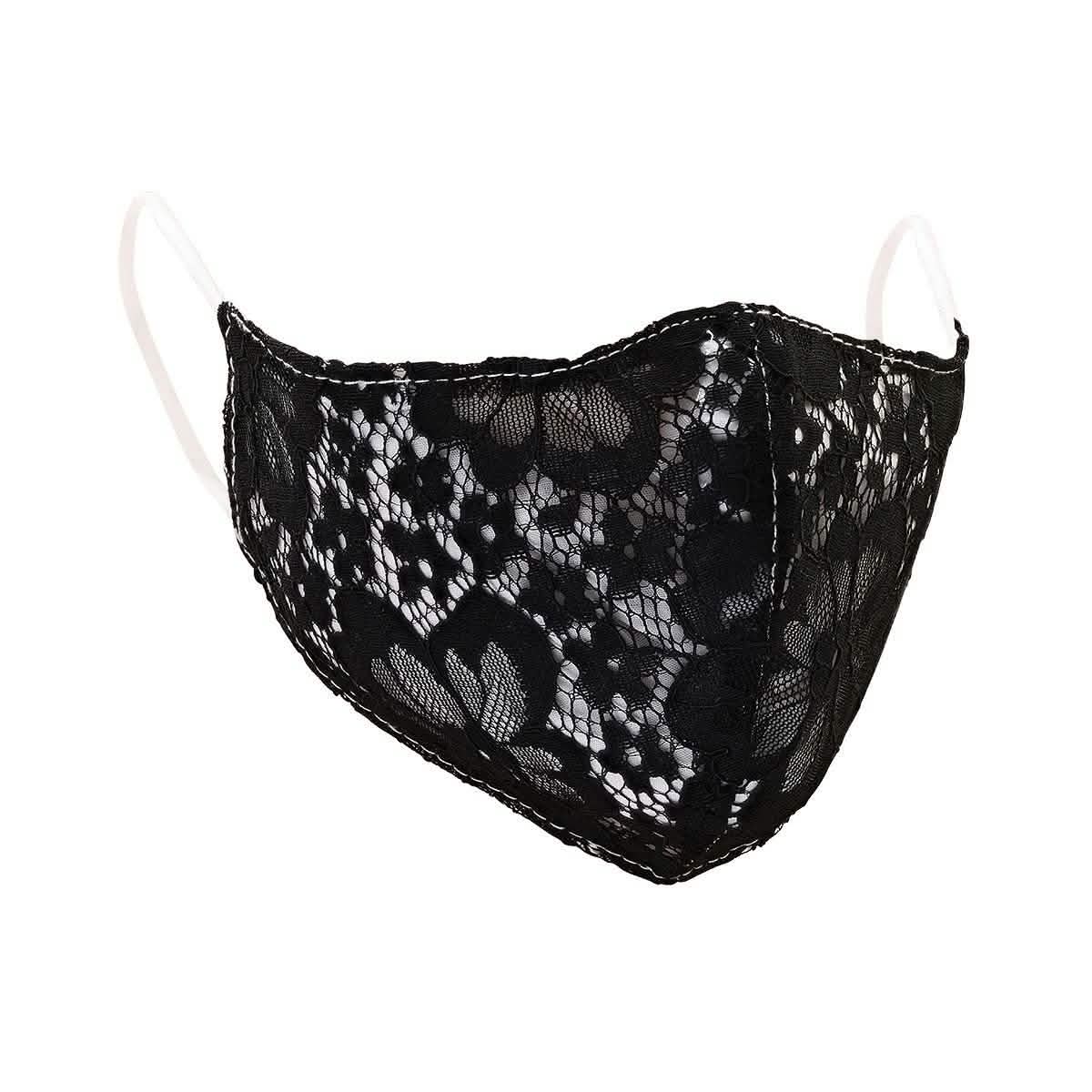 2-Pack: Reusable Washable Fitted Black and White Lace Face Mask Face Masks & PPE - DailySale