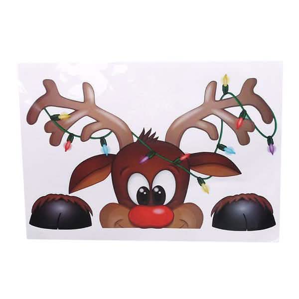 2-Pack: Santa Claus Elk Shop Hotel Christmas Window Double Sided Glass Sticker Furniture & Decor - DailySale