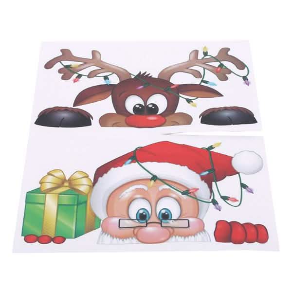 2-Pack: Santa Claus Elk Shop Hotel Christmas Window Double Sided Glass Sticker Furniture & Decor - DailySale