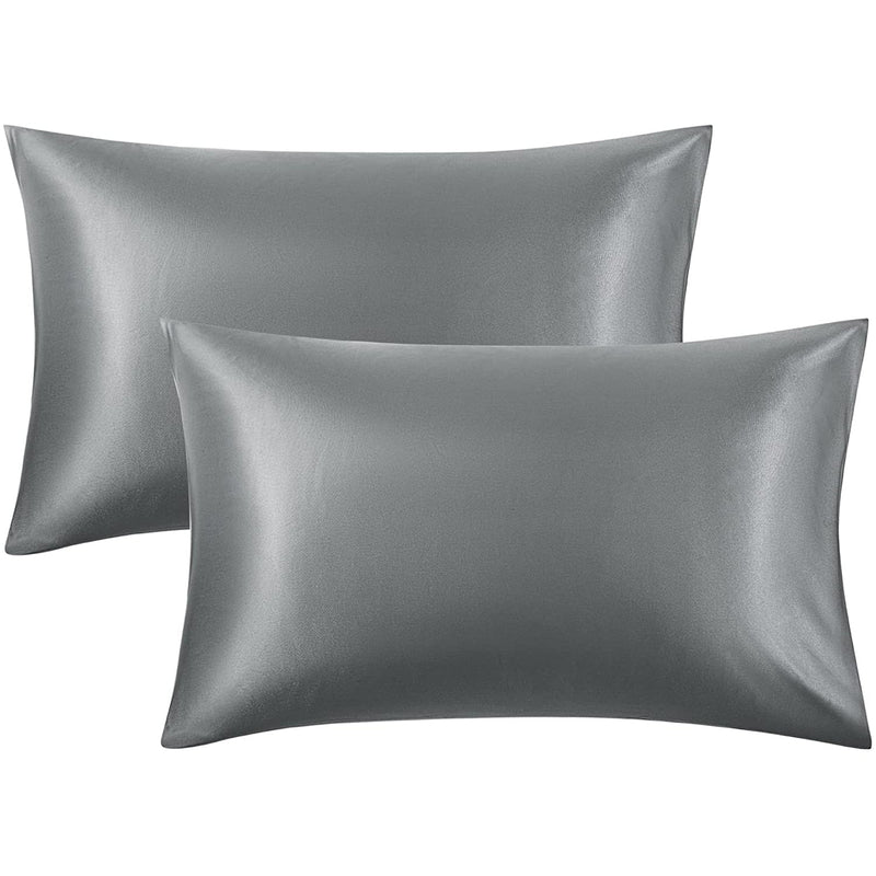 2-Pack: Satin Pillowcases with Envelope Closure Bedding Dark Gray 20x26 - DailySale