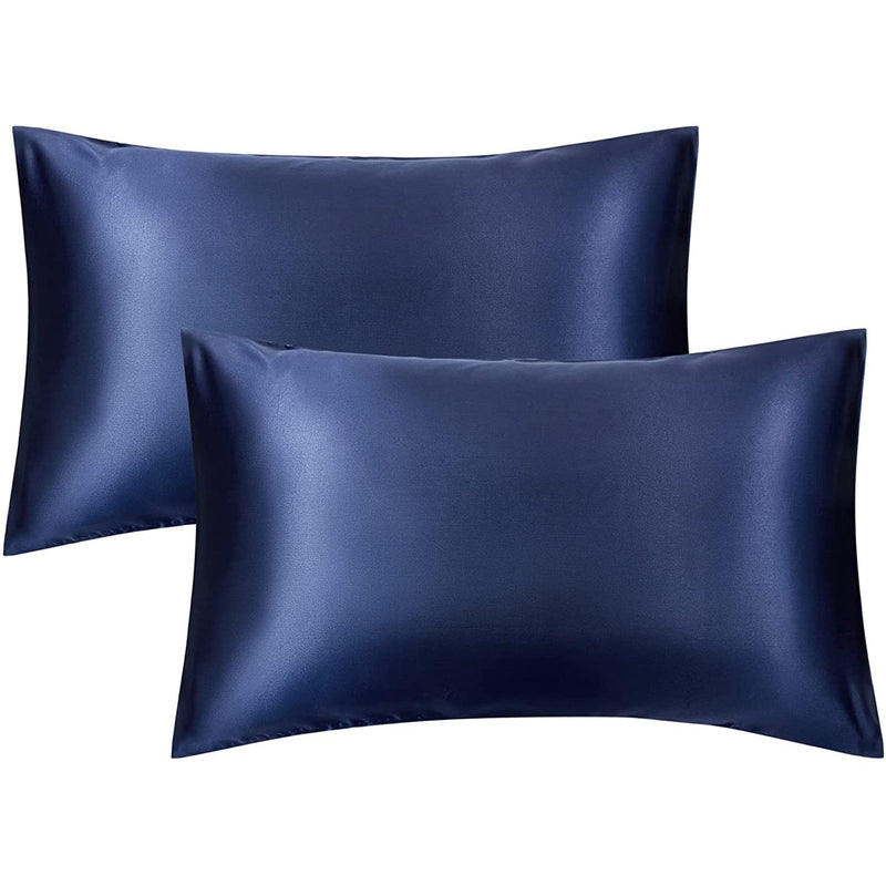 2-Pack: Satin Pillowcases with Envelope Closure Bedding Navy 20x26 - DailySale