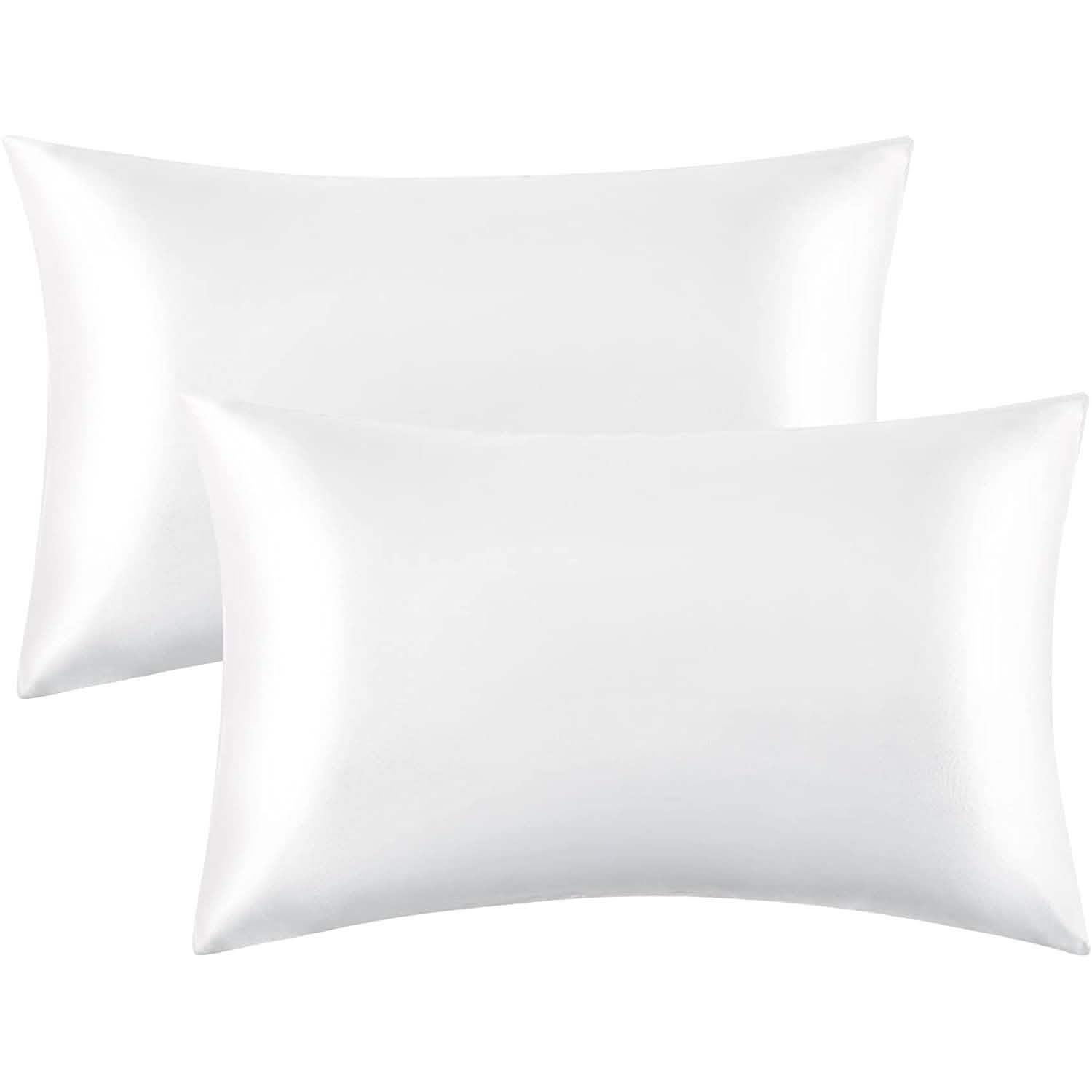 2-Pack: Satin Pillowcases with Envelope Closure Bedding White 20x26 - DailySale